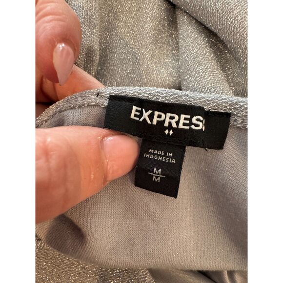 ✨ Express Y2K Silver Glitter Holiday Top • Size M • Sparkly Party Vibes 💫 - Picture 6 of 7